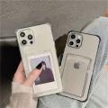 Transparent wallet card holder slot pocket iphone case back cover mobile cover for Phone 11 Silicone Case / iPhone 11 Pro silicone Case / iPhone 11 Pro Max silicone case/ iPhone 12 Pro Max silicone Case / iPhone 13 Pro Max silicone case / iPhone 14 Pro. 