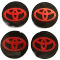 Toyota wheel center cap Plastic DECALS Black N Red 2.2 inches 04 PCS. 