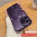 【 With Lens Films 】 CrashStar Magsafe Plating Transparent Soft Anti-fall Phone Case For iPhone 16 15 14 13 12 11 Pro Max XS XR X 8 + 7 Plus Wireless Charging Magnetic Phone Casing Full Cover Clear Shockproof Phone Cover Top Seller. 