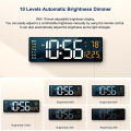 Large LED Digital Wall Clock with Remote Temp Date Week Display Dual Alarms Power Off Memory. 