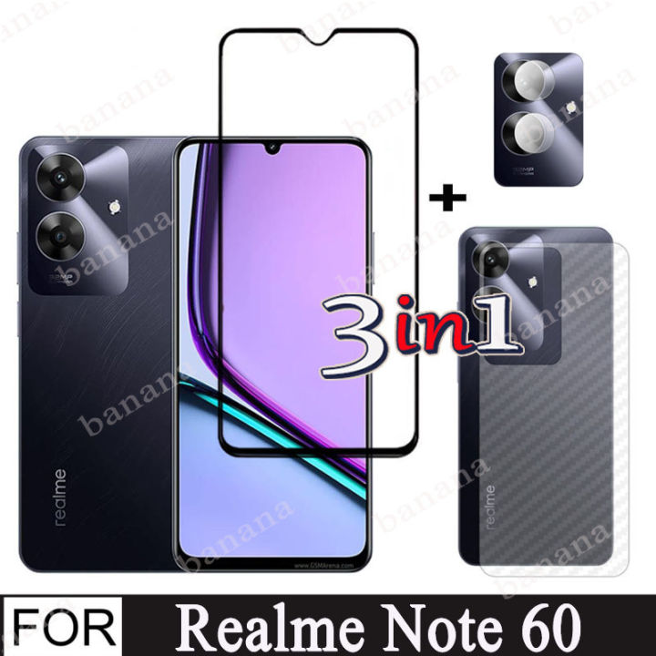 Realme Note 60 Tempered Glass Screen Protector For Realme Note 60 50 3 in 1 Full Coverage Glass Film + Camera Lens Glass Protector