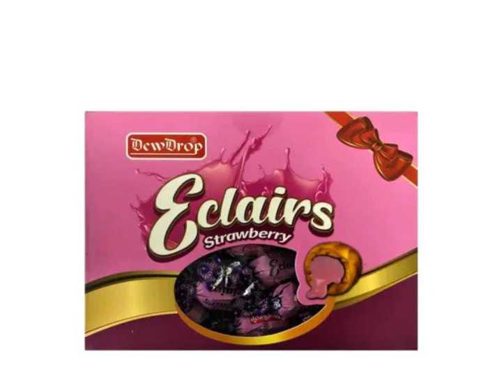 eclairs toffee by dew drop , 220 gram box , in assorted and strawberry flavor