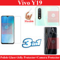 Vivo Y19 3-in-1 Combo Protector - Tempered Glass Screen and Hydrogel Back and Camera Lens. 