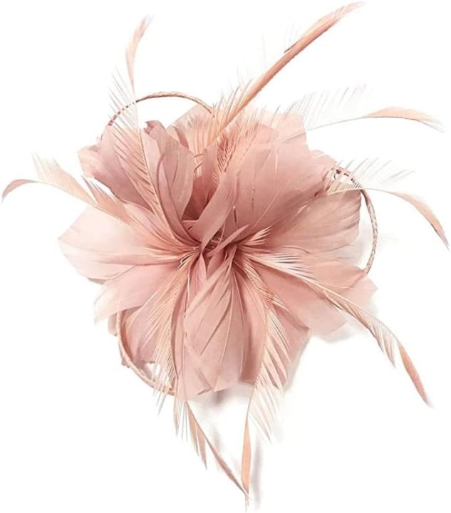 Liummrcy Fascinators for Women,Flower Wedding Races Party Fascinator Net Hat,Fascinator with Headband Clip for Wedding Decorations Fascinators For Women,Pale Pink Fascinator,Bride Hat,Pink