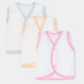 Pack Of 3 Pcs - Newborn Baby Sleeveless Inner Vest Set - New Born Innerwear - Baniyan - Shirt - For Kids Boys Girls (0-9 Month) Available In Multicolor. 