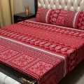High Quality Fine Cotton Bedsheet 3 Piece Set Double Bed Printed 3D Crystal Cotton King Size Bedsheet. 