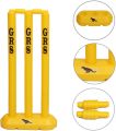 Kids Zone Hard Plastic Cricket Wickets Set for Kids for Age Group 3 to 10 Year (3 Piece Wickets, 2 Bails, Base, 24'' Wickets Length, Yellow). 
