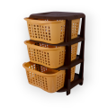 3 Portion Vegetable Rack - 3 Layer Fruit Cabinet For Kitchen - Grey And Beige Colors - Premier Plastic Multipurpose Kitchen Rack. 