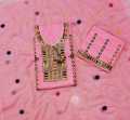 Pink Color 3 Piece Unstitch Thread Sindhi Embroidery Suit/Thread Embroidery/Cotton Collection. 