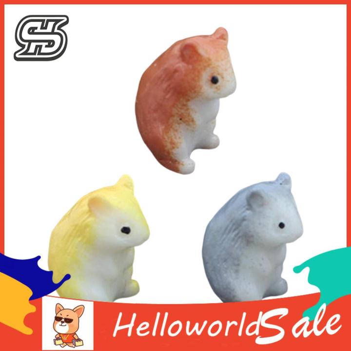 HelloWorld Hamster Statue Eye-catching Mini Compact Hamster Figurine