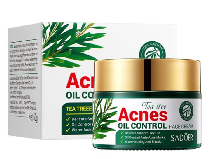 Sadoer Moisturizing Face Cream Acnes Tea Tree Oil Control Pigment Removal 50g