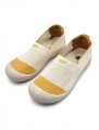 SHAZ FOOTWEAR Women's White & Mustard Slip-On Walking Shoes - Lightweight Breathable Comfort Loafers for Ladies. 