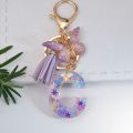 Sequin Crystal Drop Glue English Letter Key Chain Men's And Women's Bag Gift Pendant Key Ring. 