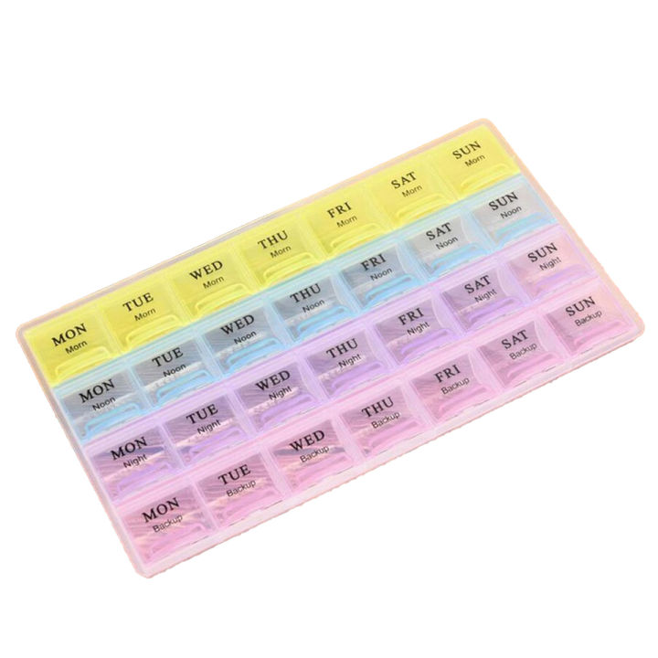 28 Squares Daily Medicine Holder Pillbox Monthly Pill Medicine Box Organizer Dispenser Medicine Storage Container Case for 7 days