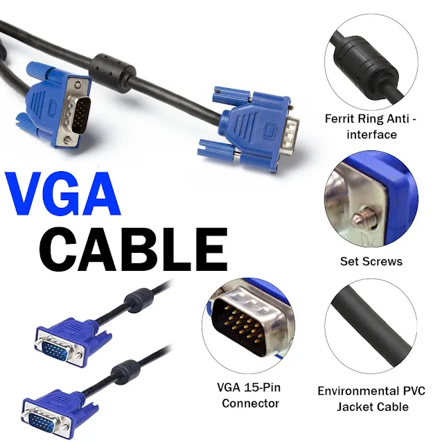 VGA Cable 6 Feet,Male VGA to VGA Male Monitor Computer Cable Adapter Cord HD15 1080P Full HD High 