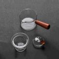Techmanistan 500ml Turkish Tea Kettle with Glass Filter & Wooden Handle, Stove Safe Glass Teapot Liner Filter, Glasses Tea Maker with Wooden Handle. 