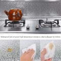 40 X 200 CM Aluminum self adhesive foil sheet for kitchen stain proof oil proof protector for kitchen walls and shelves heat resistant stove stickers oil proof and waterproof easy to clean kitchen back splash wallpaper - Silver. 