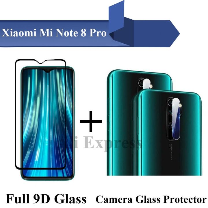 Xiaomi Redmi Note 8 Pro Full Black 9D Tempered Glass Edge to Edge Full Glue Screen Protector + Camera Flexible Gorilla Glass Protector For Mi Note8 Pro