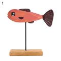 Livecity Fish Statue Exquisite Stable Wood Cute Fish Table Sculpture Stand for Home. 