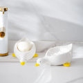 Duck Shape Ceramic Soap Box Cartoon Soap Dish Drainable Soap Holder Container Bathroom Accessories. 