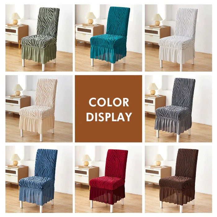 Zebra Chair Covers Frill/Fitted Style for Dinning/Office - Pack of 1,2,4,6,8,12) All Colors are Available