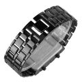 【ETOP】Fashion Black Full Metal Digital Lava Wrist Watch Men Red/Blue LED Display Men's Watches Gifts for Male Boy Sport Creative Clock. 