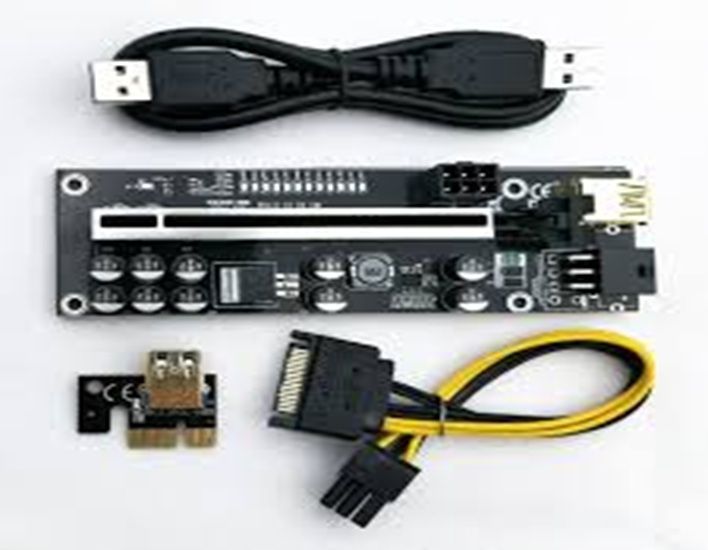 011 Pro PCIE Riser 10 Capacitors 12 LED 6Pin Power Cable 1X to16X ...