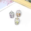 Bubble Tea Enamel Pin Cat Sloth Little Horse Brooch Bag Clothes Lapel Pin Badge Cartoon Animal Jewelry Gift for Kid Friend. 