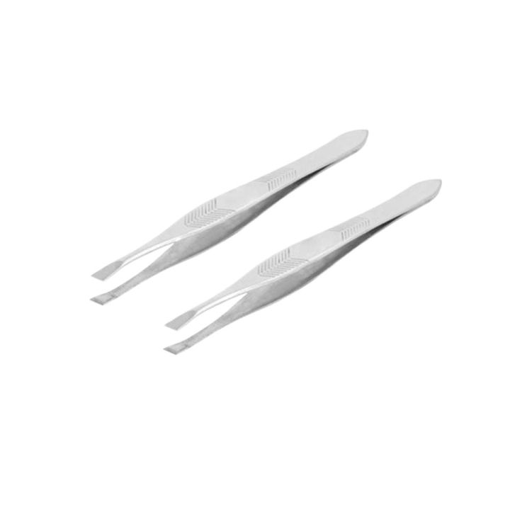 2 Piece Eyebrow Tweezer - Hair Plucker For Hair And Eyebrows Personal Care For Men & Women - Silver