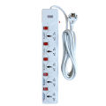 Extension Lead Fuse Protection with 3 Meters Heavy Duty Copper Cable, 5 Power Sockets Extension Board with Wire - Clopal. 