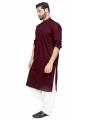 Maroon Cotton Embroidered Kurta For Men. 
