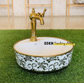 China Art Bowl for Basin. Washroom Fancy Basin, Golden White Basin for Basthroom. Vanity Bowl for bathroom. 