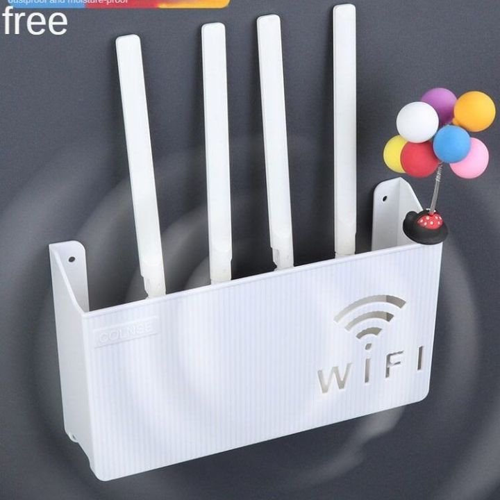 WiFi Router Storage Box Rack Wall-mounted Punch-free Living Room Wall Set-top Box Line Finishing