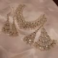 Stylish Unique Bridal Kundan set New Arrival Hot Fashion Jewelry Set Necklace With Ear Rings and Bindi, jhomer for Women Girls. 
