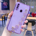 For Samsung Galaxy A20s Back Cover with Love Heart Chain Wrist Strap Fashion Bracelet Shiny Plating Bumper Protective Case Silicone Shockproof Mobile Phone Cases. 
