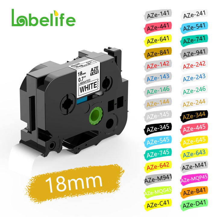 CUANFEN 18mm Label Tape TZe-241 Compatible for Brother P Touch TZe Tape 18mm 0.7 Laminated White for Brother Ptouch PT-D400 PTD600 710BT