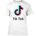 Tik-Tk Printed Round Neck Unisex TShirt - White. 