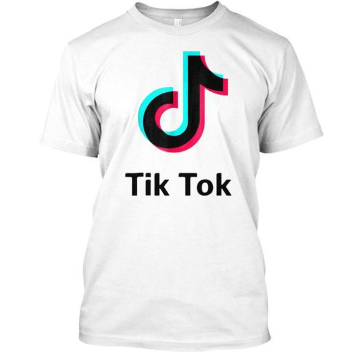 Tik-Tk Printed Round Neck Unisex TShirt - White