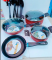 Non Stick Set - 13 Pcs - Cookware Set - Red and Black - Kitchen Set. 
