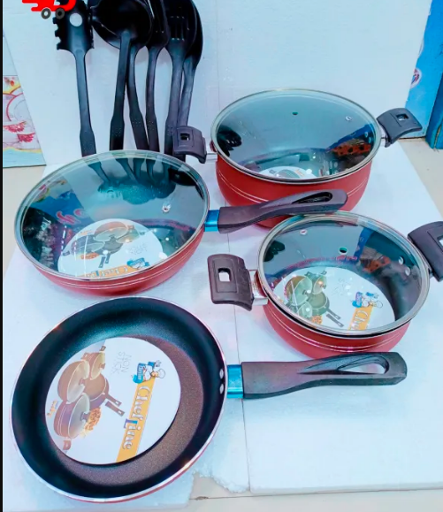 Non Stick Set - 13 Pcs - Cookware Set - Red and Black - Kitchen Set