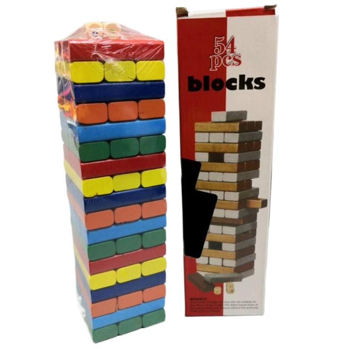 JENGA Wooden Stacking Game Tower Challenge Wooden Colored Blocks Puzzle Toy 54 PCs