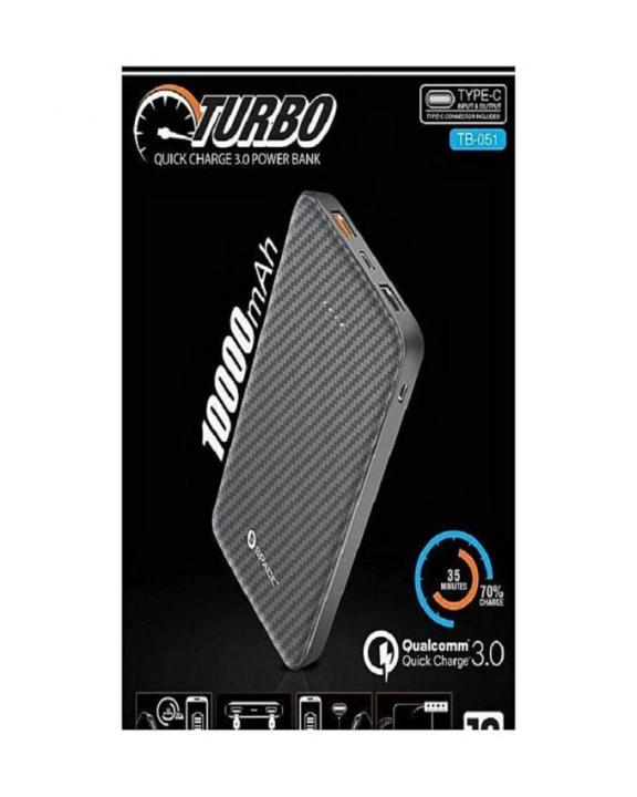 Space Tb-051 Turbo Quick Charge 3.0 Power Bank - Black- Umair Shop