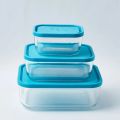 Set of 3 Air Tight Glass Food Storage Containers, 0.5L, 1L, 3L, Microwave Safe. 