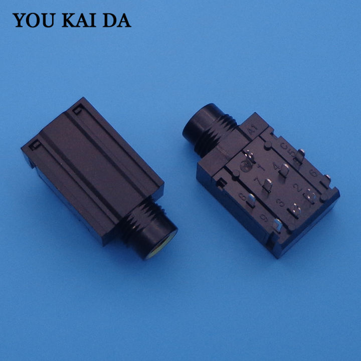 【7efc9af3】9-pin 6.35mm Stereo Audio Microphone Female socket seat Connector 9 pin for power amplifier TV etc MIC port 9P