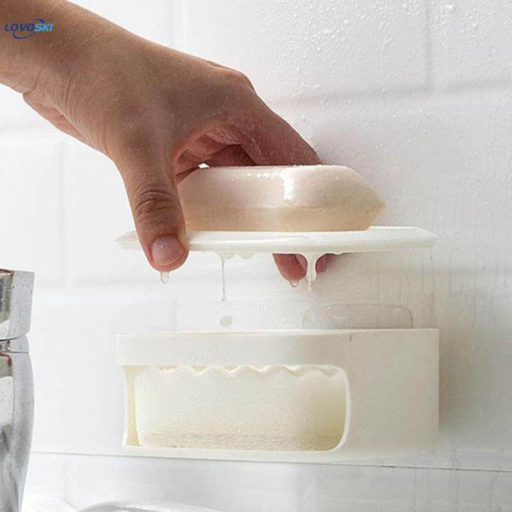 Soap Container Detachable Dual Use Soap Dish Holder for Kitchen Sink Shower