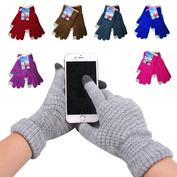 1 Pair of Stylish Touch Screen Winter Gloves for Women (No Color Choice) Men Winter Knitted Gloves Warm Windproof Fashionable Touch Gloves with Ribbed Cuffs Comfortable Winter Gloves for Girls