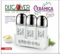 Discover CERAMICA 3pcs salt n pepper shaker with chrome lid n tray.. 