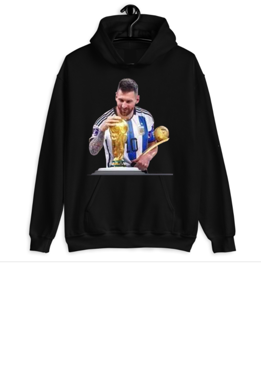 "Messi World Cup Champion Hoodie Premium Black & White Sweatshirt for