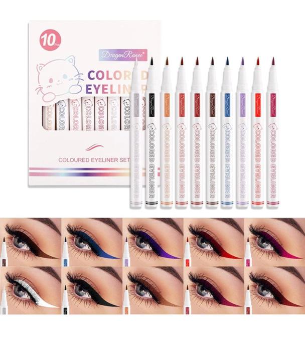 Marker Eyeliner 10 Colorful Liquid Waterproof Eyeliner Pencils liquid liners Eyeliner Pack of 6, Glitter Lip and Eye Liner Pencil, Pack of 6 Waterproof Eyeliner Pencils, Waterproof Marker liner, Waterproof Eyeliner& Lip Pencils