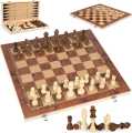 Chess | 3 in 1 bamboo  board with folding chess set | Chess & checkers & Backgammon wooden set | In unique design & best quality. 